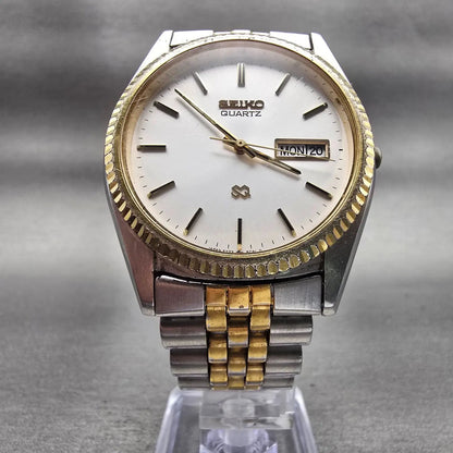 Seiko President Watch Men 35mm Silver Dial Two Tone Daydate 5Y23-8A69 New Batt5