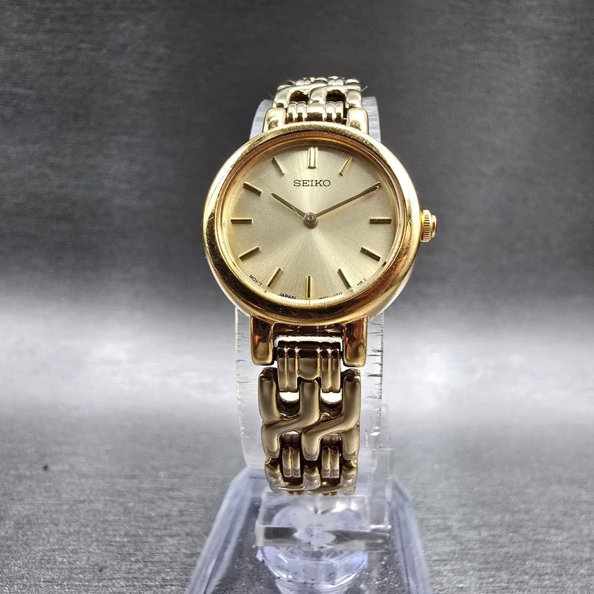 Seiko Watch Women 21mm Champagne Dial Gold Tone Round 1N00-1E09 New Battery JP25
