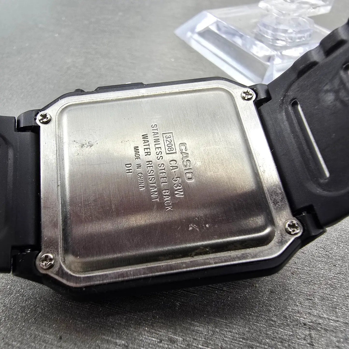 Casio Calculator CA-53W Watch Men 34mm Black Alarm Chronograph New Battery PLk9