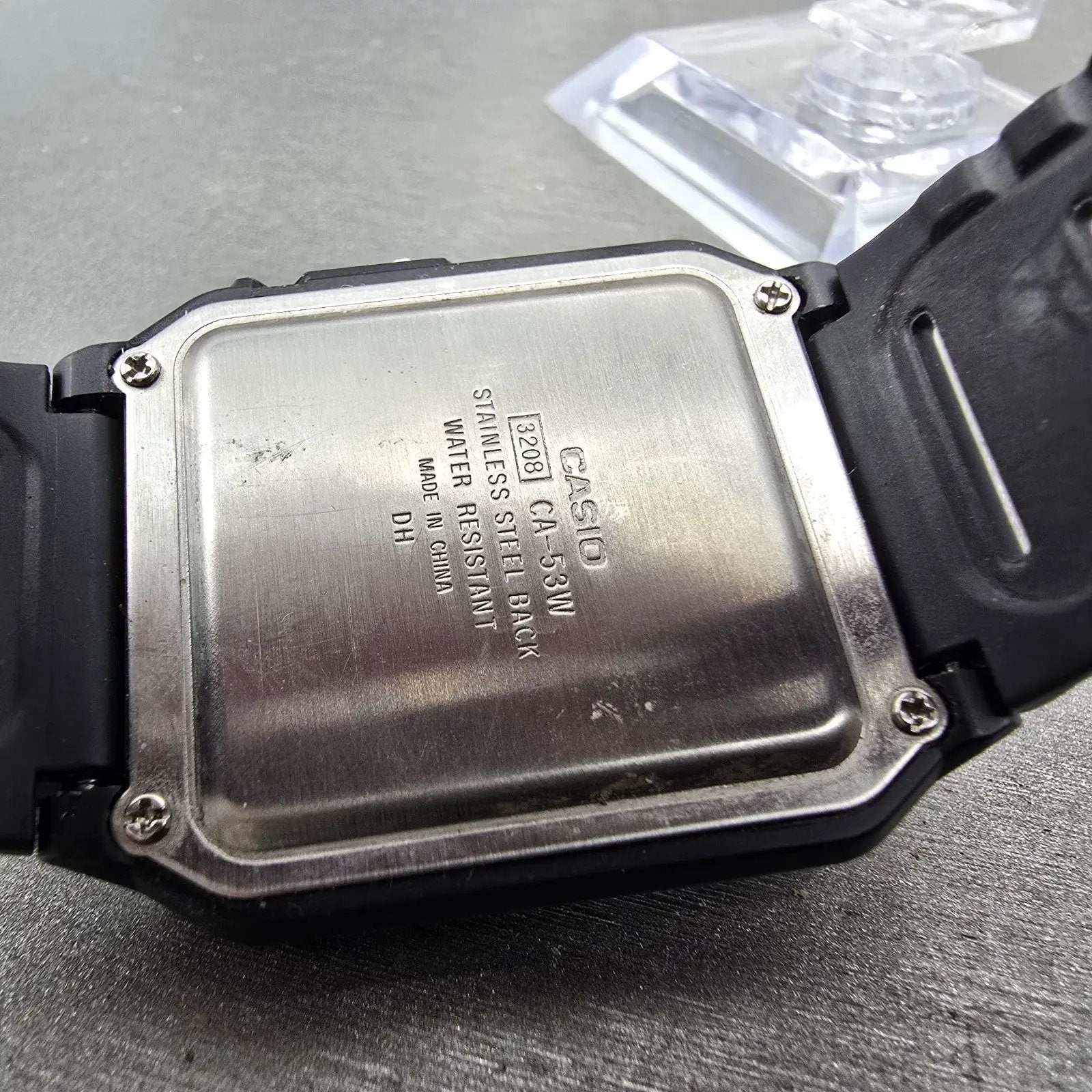 Casio Calculator CA-53W Watch Men 34mm Black Alarm Chronograph New Battery PLk9