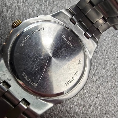 Bulova Watch Men 38mm White Dial Two Tone Date Round 98H02 New Battery10