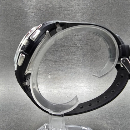 Casio WVA-470 Watch Men 42mm Black Silver Wave Ceptor Alarm Chronograph Round 786