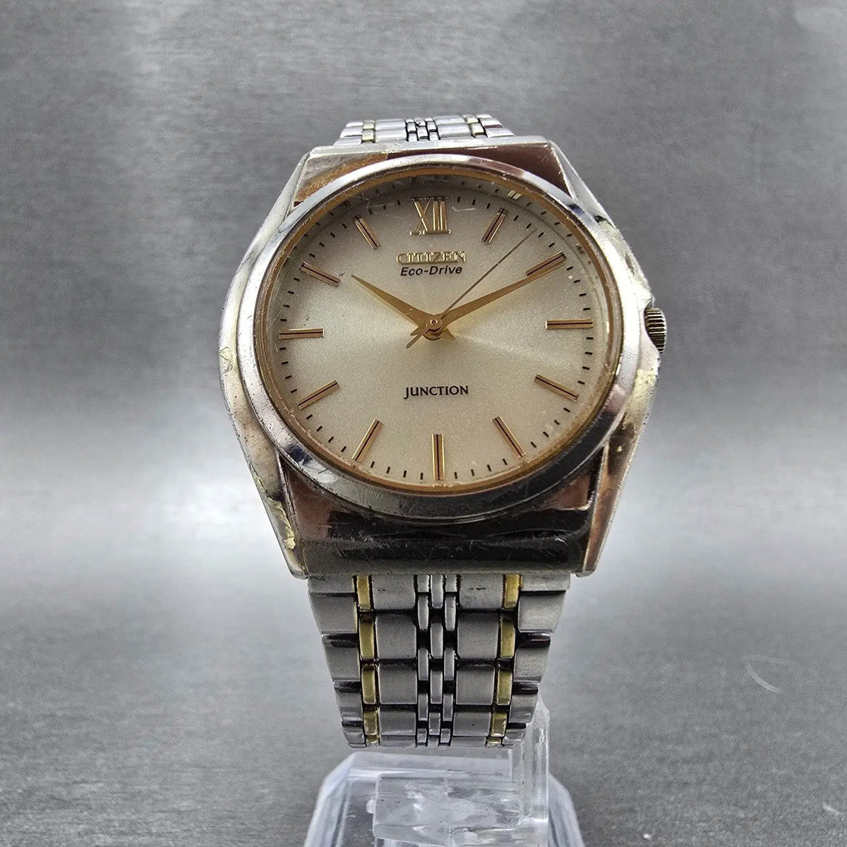 Citizen Junction Eco-Drive Watch Men 35mm Champpange Dial Two Tone Round Works5