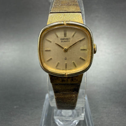 Seiko Watch Women 19mm Champagne Dial Gold Tone Hexagon 1400-5280 New Battery0