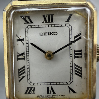 Seiko Tank Watch Women 18mm White Dial Gold Tone Manual Wind 1100-5409 PARTS2