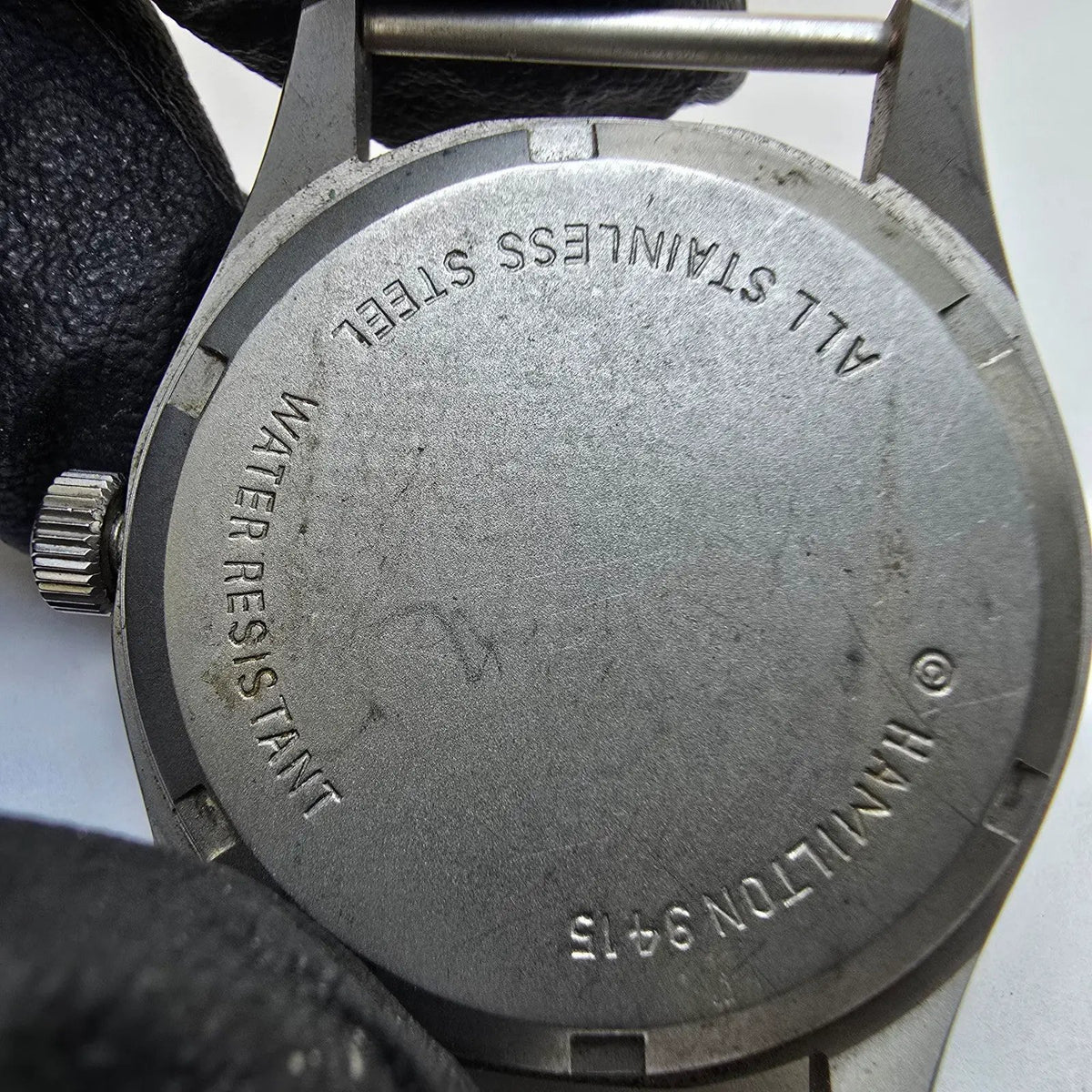 Hamilton Khaki Watch Men 33mm Black Dial Gray Tone Manual Wind 9415 PARTS9