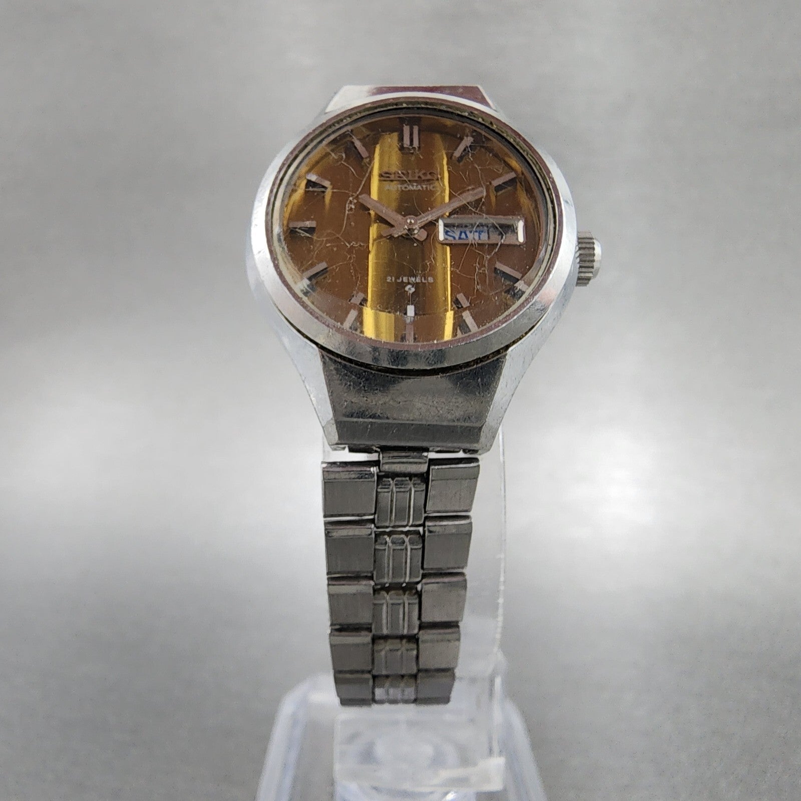 Seiko Automatic Watch Women 26mm Yellow Dial Silver Tone Daydate 27060260 Runs5