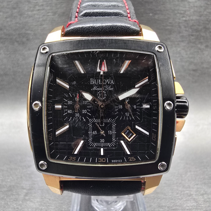 Bulova Marine Star Chronograph Watch Men 43mm Black Dial Two Tone 98B103 New Bat0