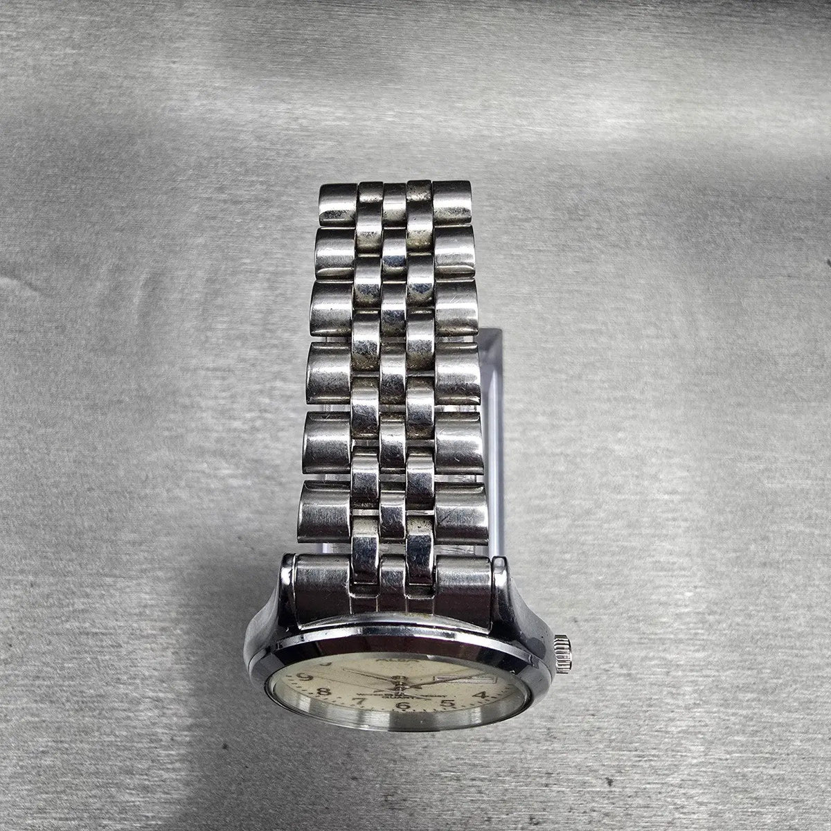 Seiko Alba Watch Men 34mm Luminous Dial Silver Tone Date V733-6C20 New Battery D4