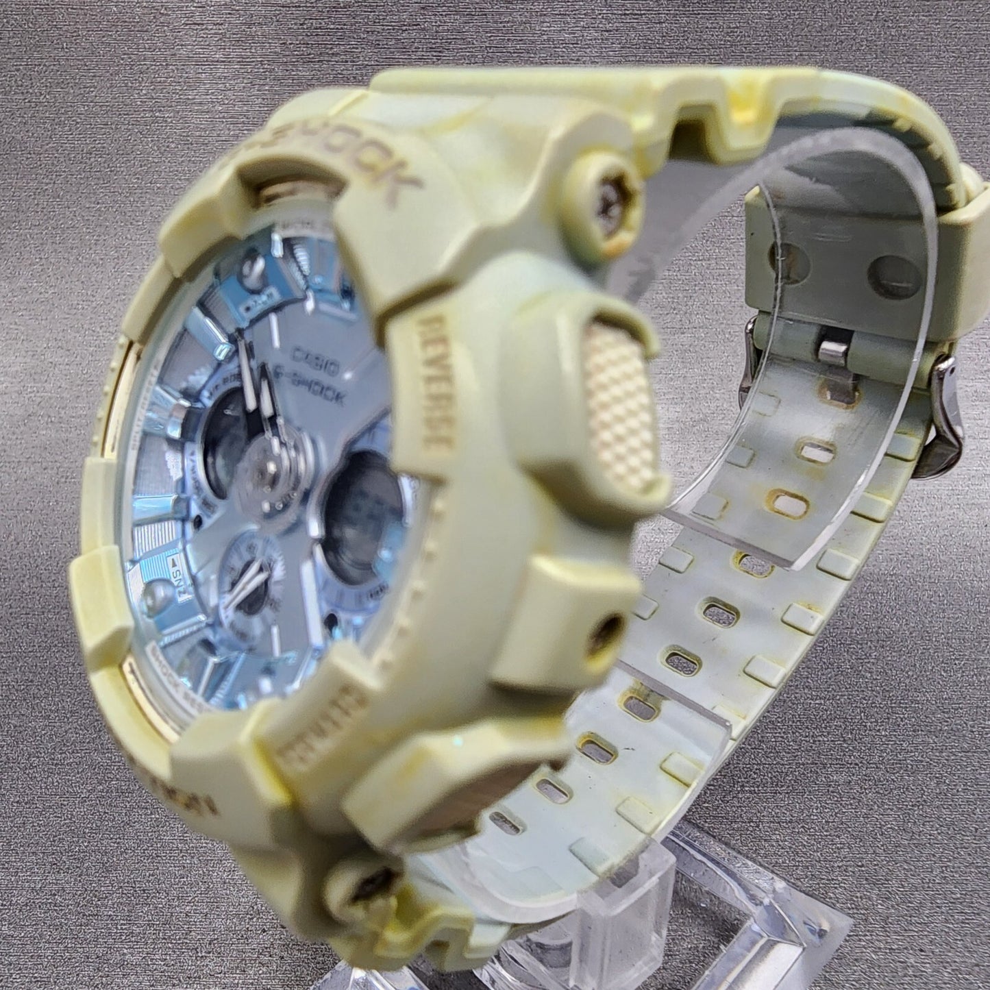 Casio GShock GMAS120DP Watch Women 46mm Blue Dial Blue Alarm Chrono New Bat2