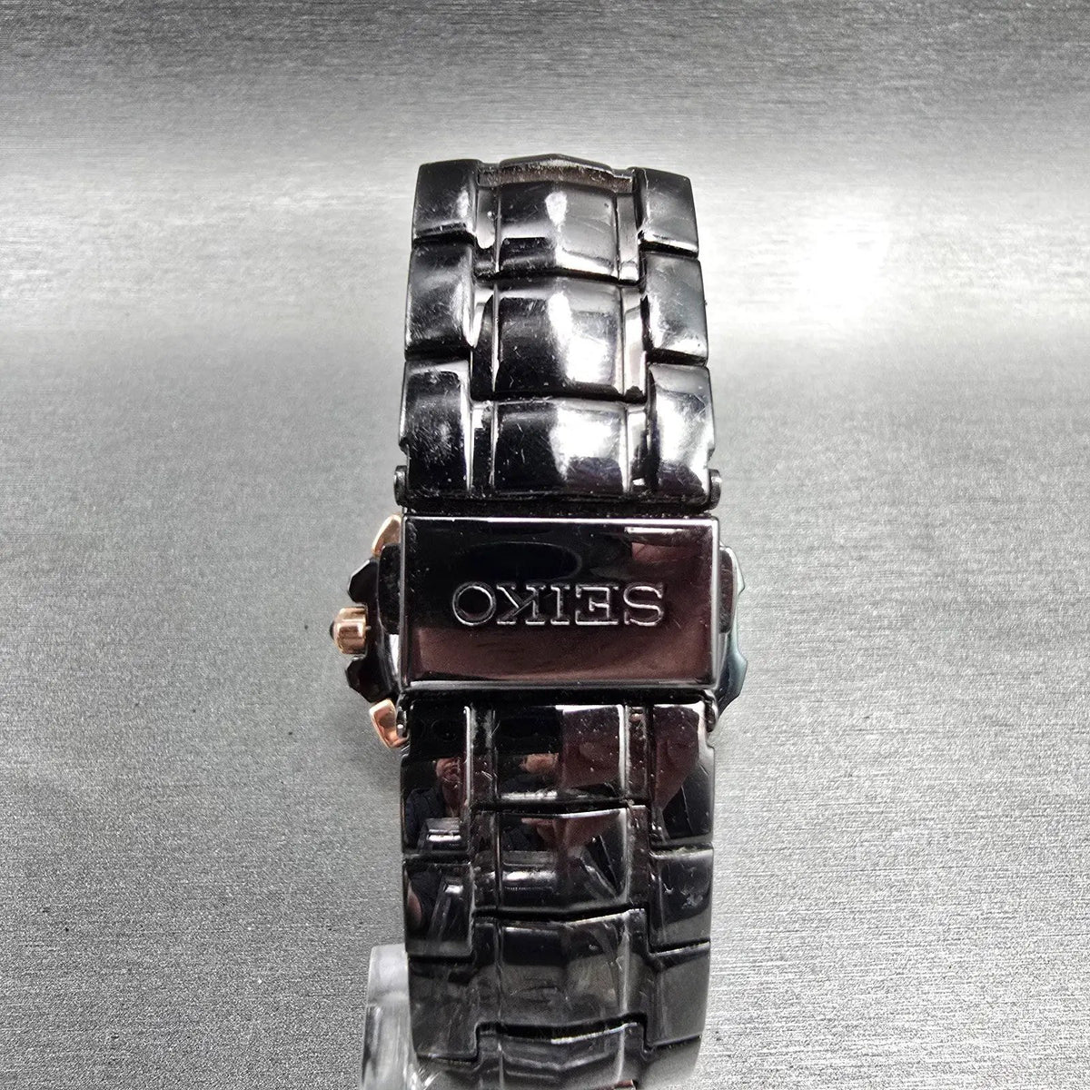 Seiko Coutura Watch Men 40mm Black Dial Two Tone Chrono Date 7T62-0FA0 New Batt7