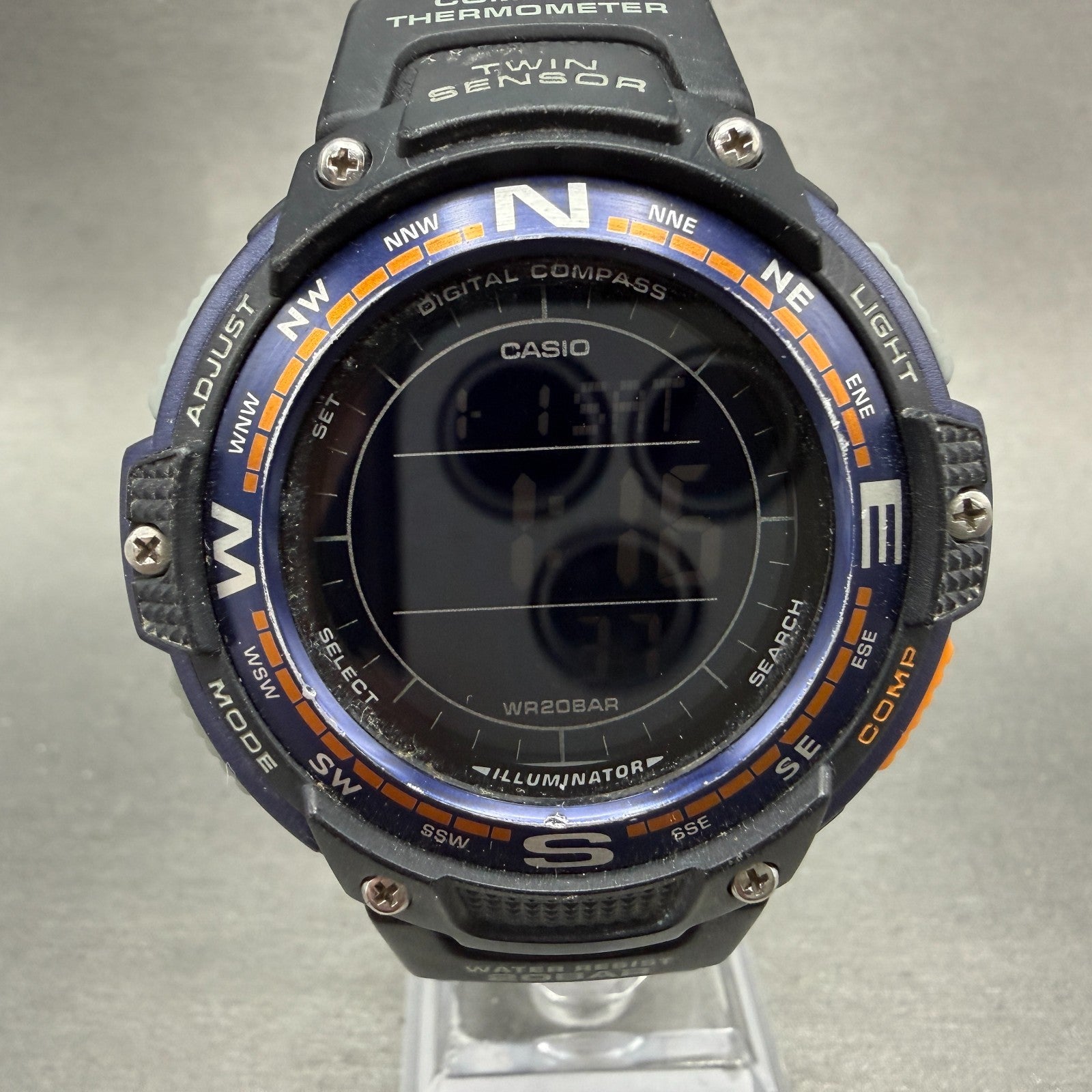 Casio SGW-100  Twin Sensor Watch Men 48mm Blue Black Alarm Chrono New Battery0
