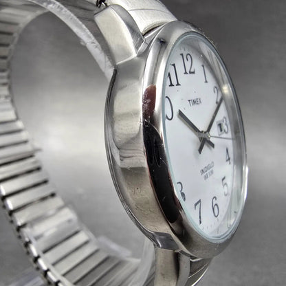 Timex Easy Reader Watch Men 35mm White Dial Silver Round T2H451 New Battery3