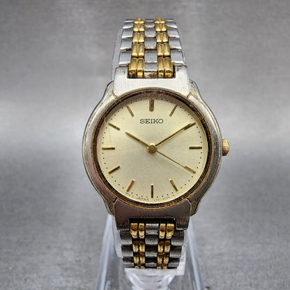 Seiko Watch Women 24mm Chamapge Dial Two Tone Round V7012b90 New Battery0