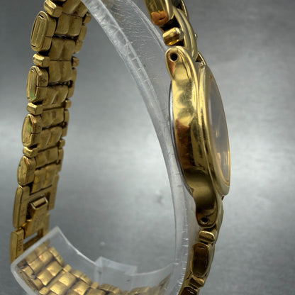 Seiko Watch Women 17mm Black Dial Gold Tone Oval V400-5588 New Battery Vintage4