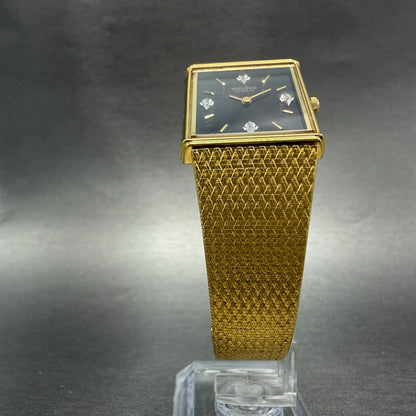 Bulova tank Watch Men 25mm Black Dial gold Tone Rectangle 92R45 New Battery5