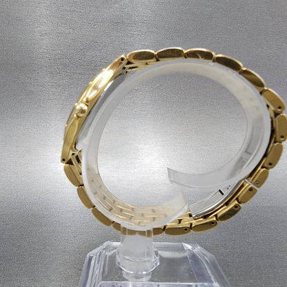 Wittnauer Watch Men 35mm Gold Dial Gold Tone Date Round JV8223 9514 New Battery