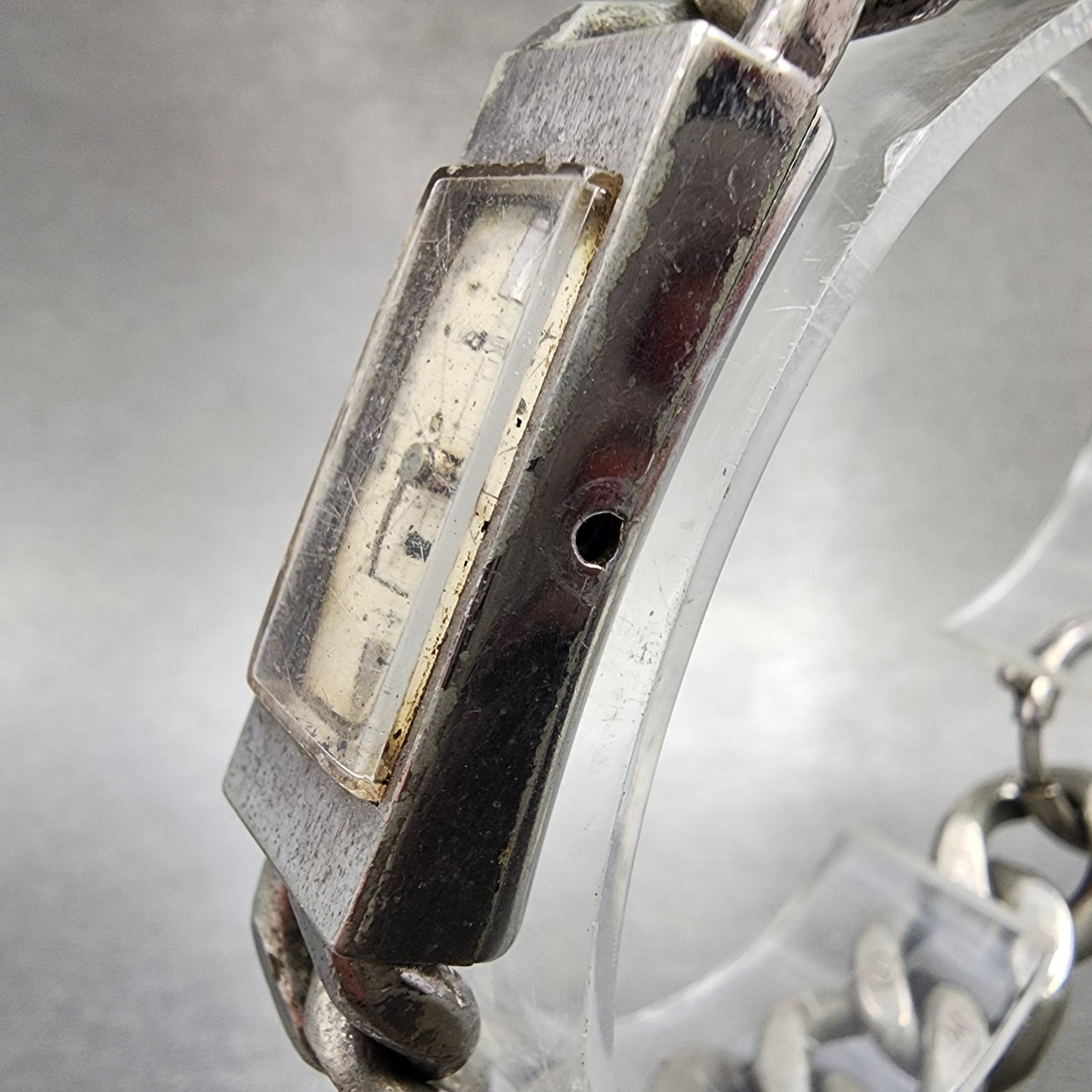 Seiko Tweedy Tank Watch Women White Dial Silver Tone Rectangle Manual Wind PARTS3
