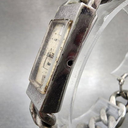 Seiko Tweedy Tank Watch Women White Dial Silver Tone Rectangle Manual Wind PARTS3