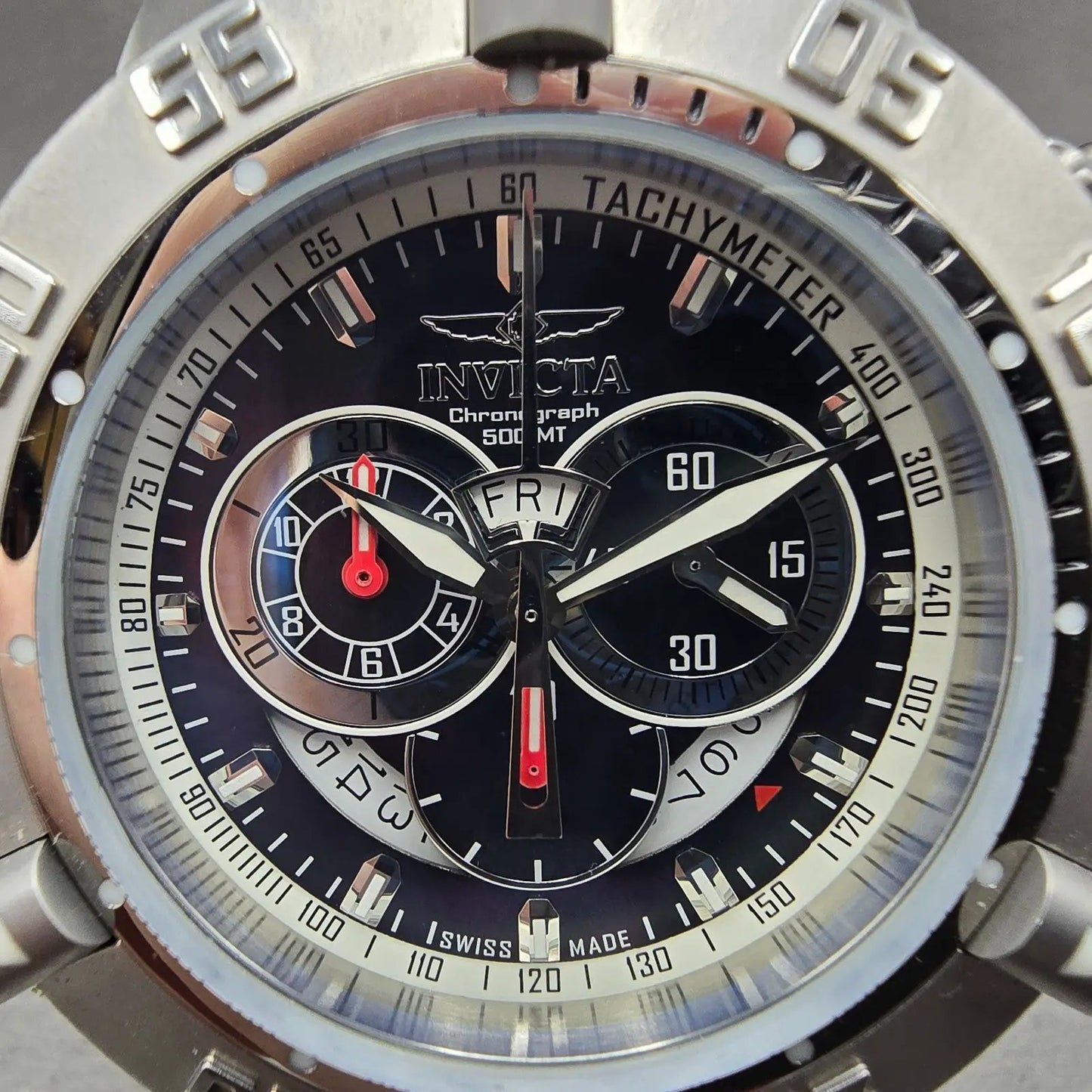 Invicta Sub Aqua Chronograph Watch Men 50mm MOP Dial Steel Daydate 4574 New Batt1