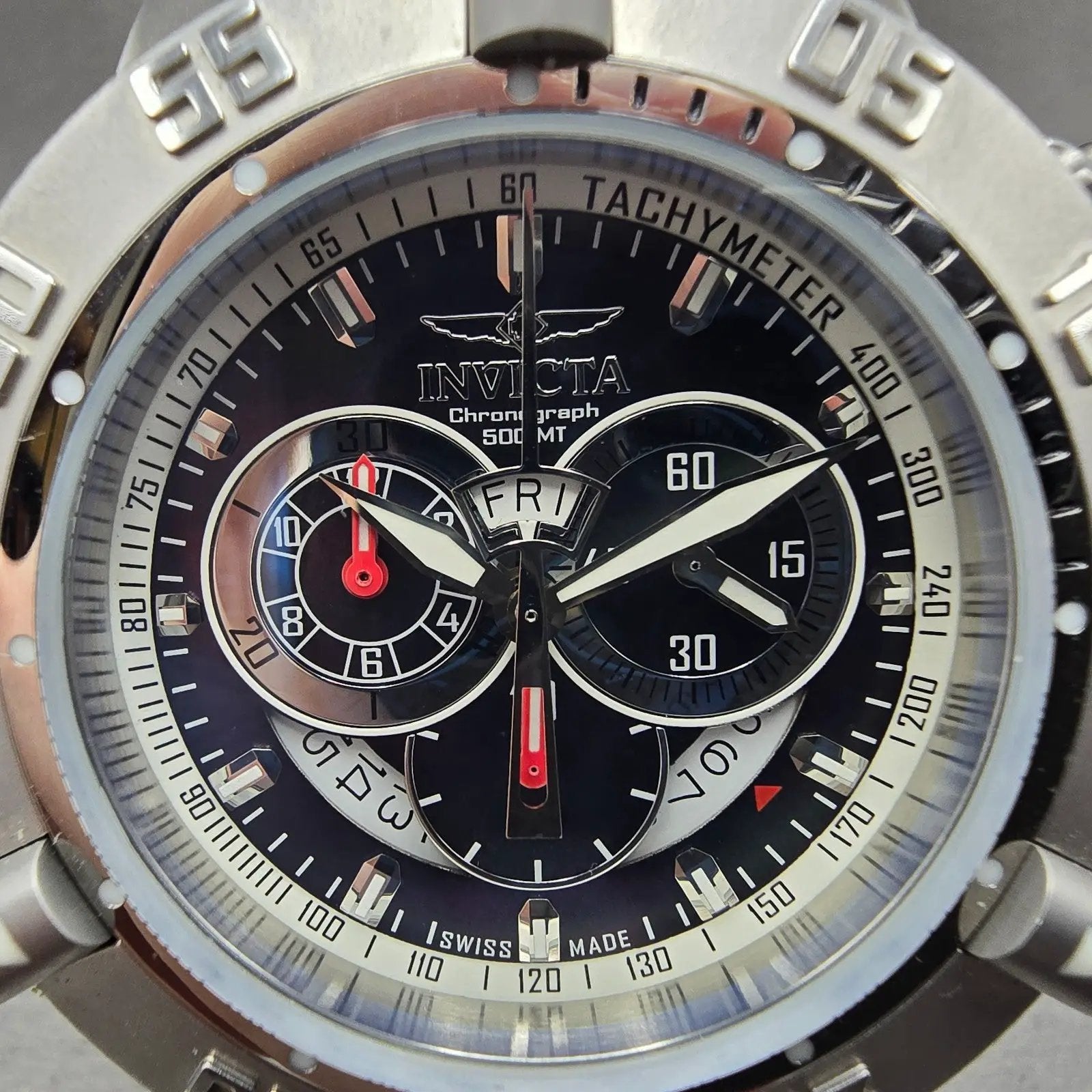 Invicta Sub Aqua Chronograph Watch Men 50mm MOP Dial Steel Daydate 4574 New Batt1