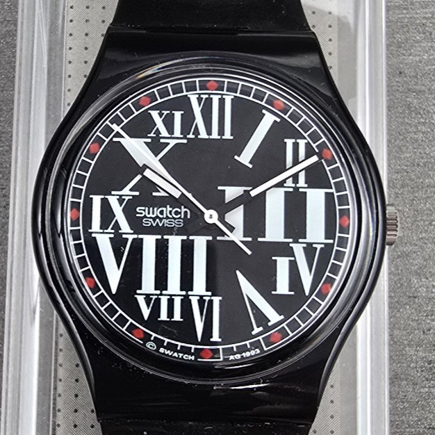 Swatch Gessetto Watch Men 34mm Black Dial Black Case GB155 New Battery NOS1