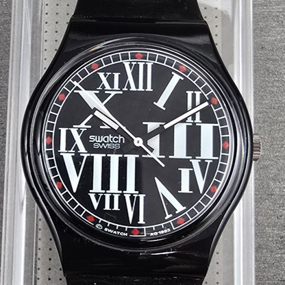 Swatch Gessetto Watch Men 34mm Black Dial Black Case GB155 New Battery NOS1