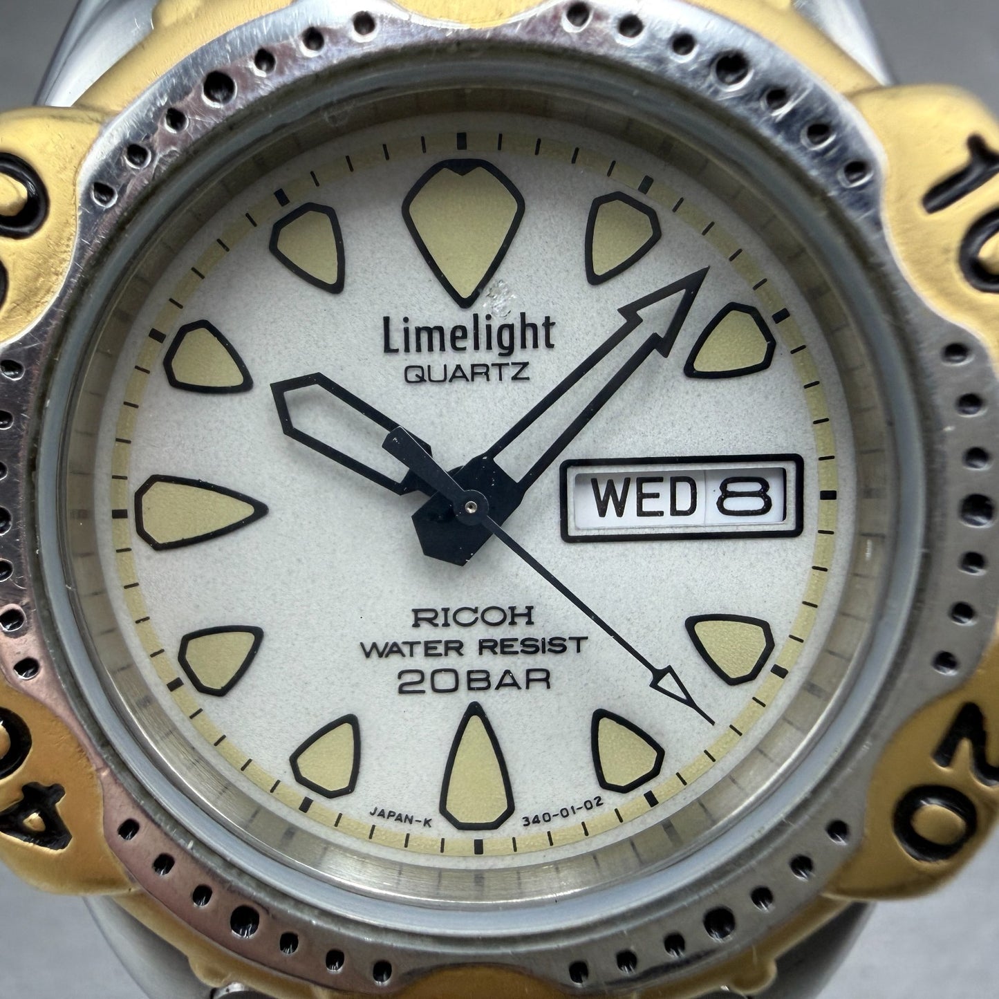 Ricoh Limelight Dive Watch Men 39mm White Dial Two Tone Daydate Round PARTS2
