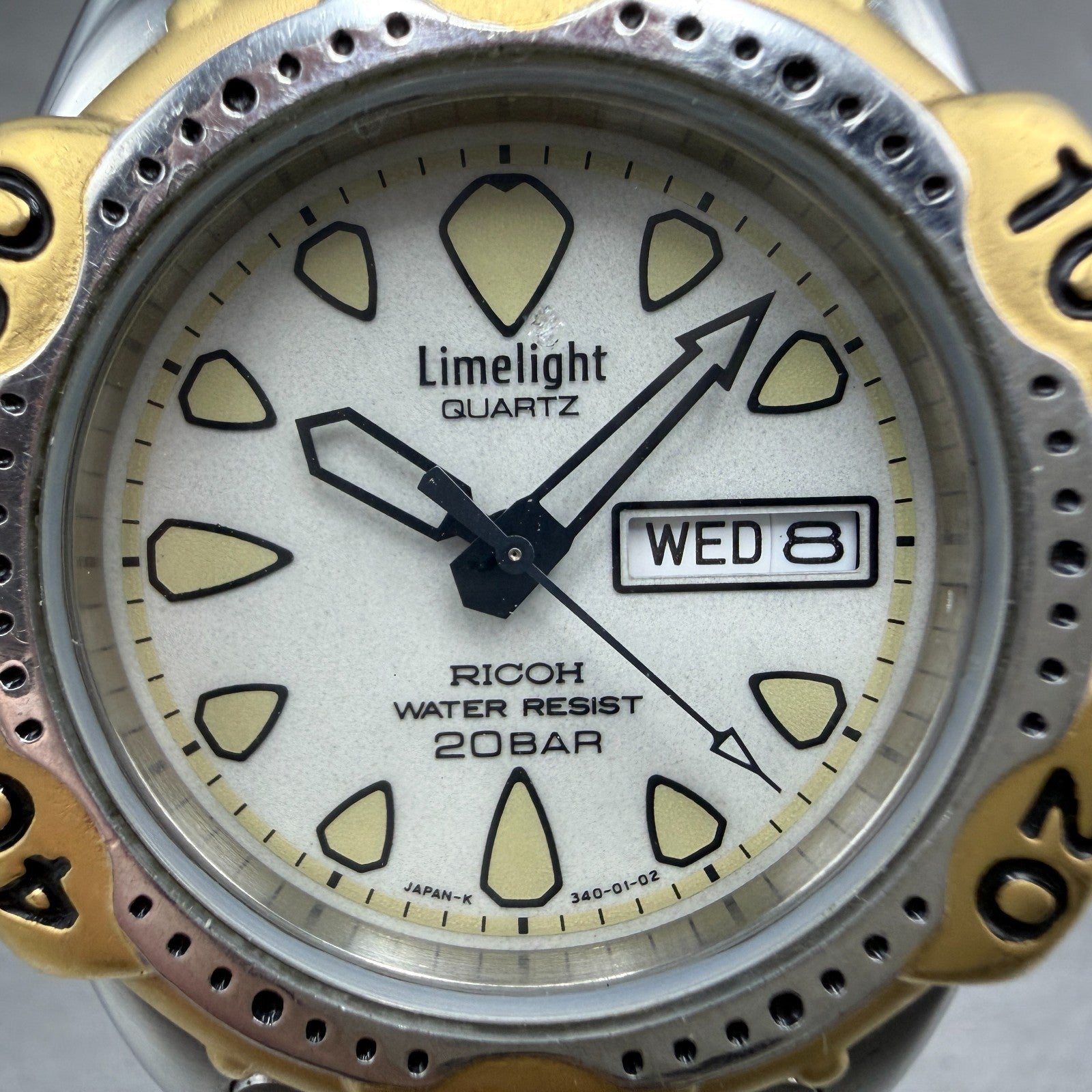 Ricoh Limelight Dive Watch Men 39mm White Dial Two Tone Daydate Round PARTS2
