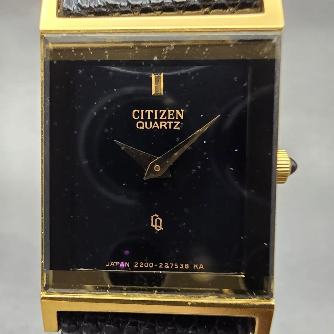 Citizen Tank Watch Women 16mm Black Dial Gold Tone Rectangle 2200 New Battery1