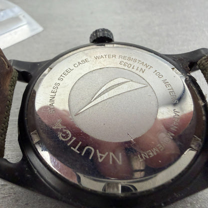 Nautica Dive Watch Men 42mm Cream Dial Black Tone Date Round N11033 New Battery9