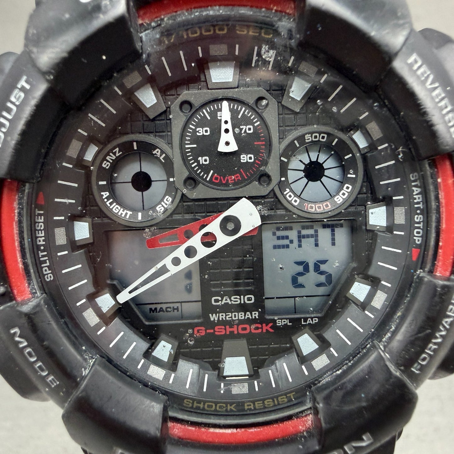 Casio G-Shock GA-100 Watch Men 51mm Black Red Alarm Chrono Daydate New Battery1