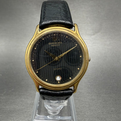 Raymond Weil Watch Unisex 31mm Black Dial Gold Plated Date Round READ!!!!!! 55090