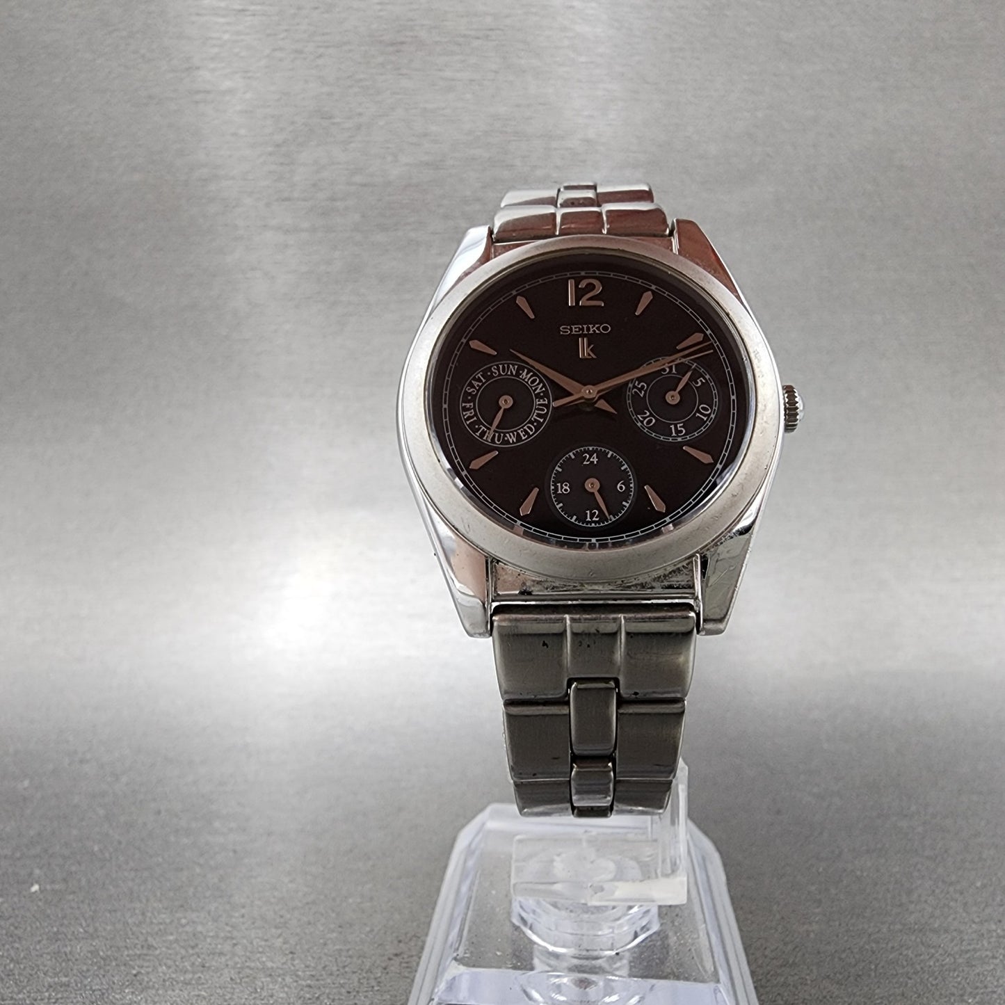Seiko Lukia Watch Women 31mm Black Dial Silver Tone Daydate 5y890a10 NewBattery5