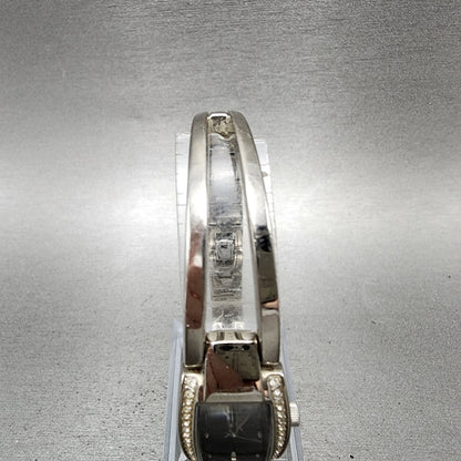 Bulova Tank Watch Women 17mm Black Dial Steel Rectangle Crystals 96T35 New Batt4
