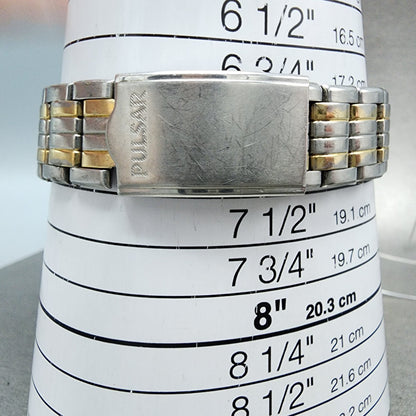 Pulsar Analog Digital Watch Men 39mm Blue Dial Two Tone Alarm Chrono New Battery10