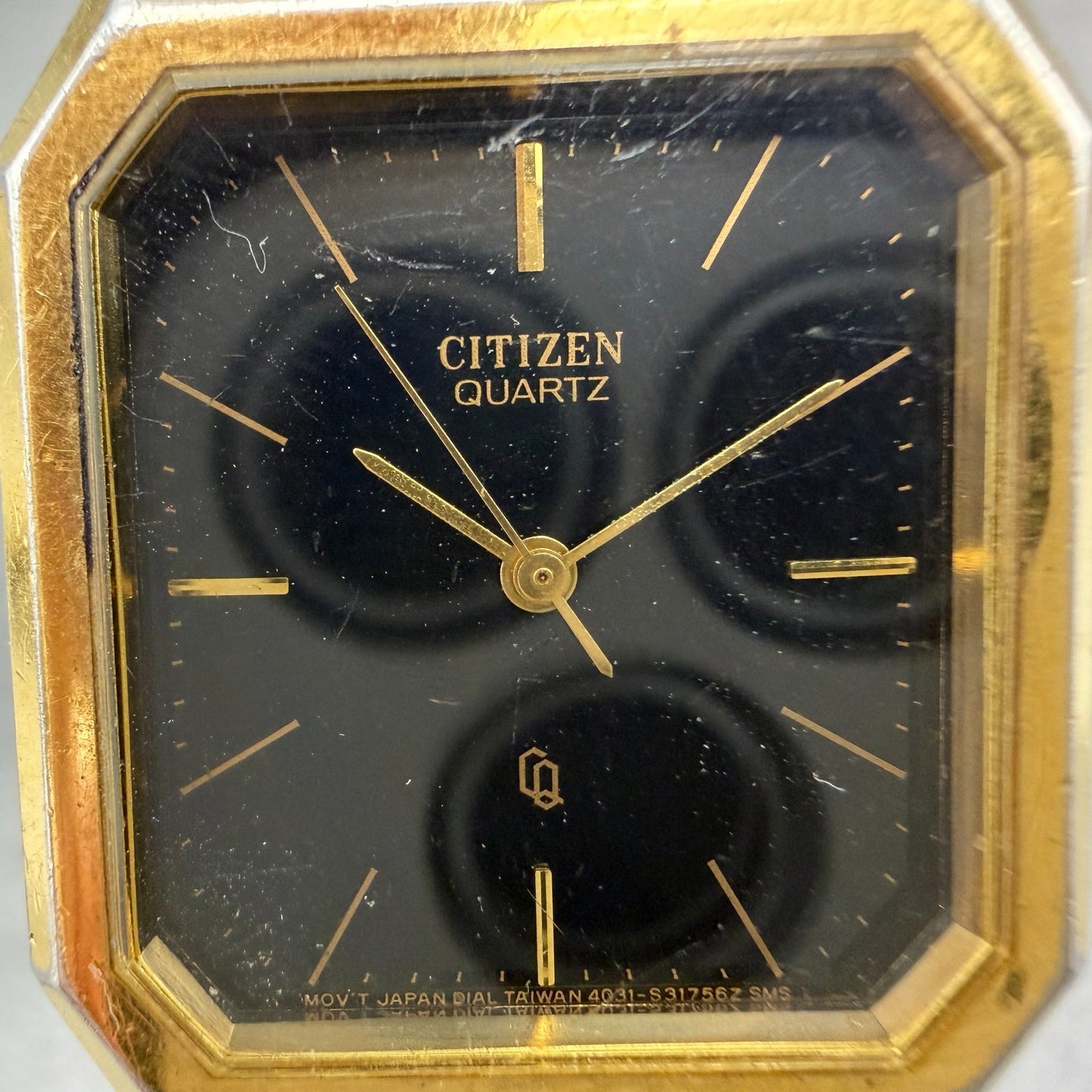 Citizen CQ Tank Watch Men 26mm Black Dial Gold Tone Octagon 4031-S11294 PARTS2