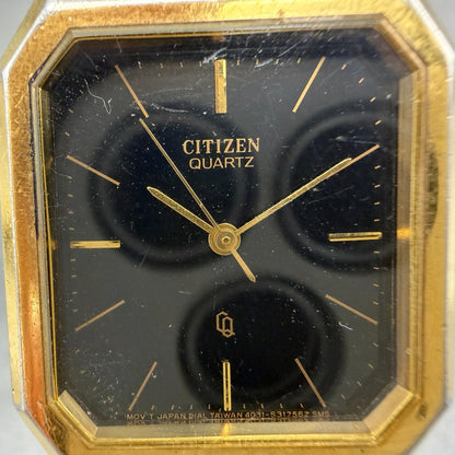 Citizen CQ Tank Watch Men 26mm Black Dial Gold Tone Octagon 4031-S11294 PARTS2