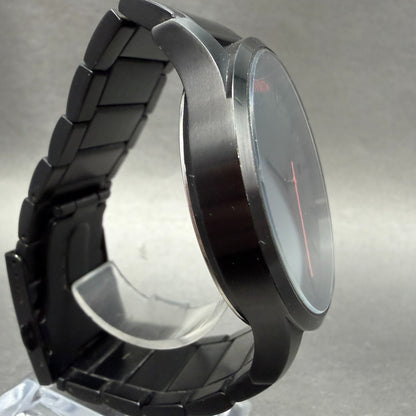 MVMT Watch Men 45mm Black Dial Black Tone Date Round Leather New battery ABCD3