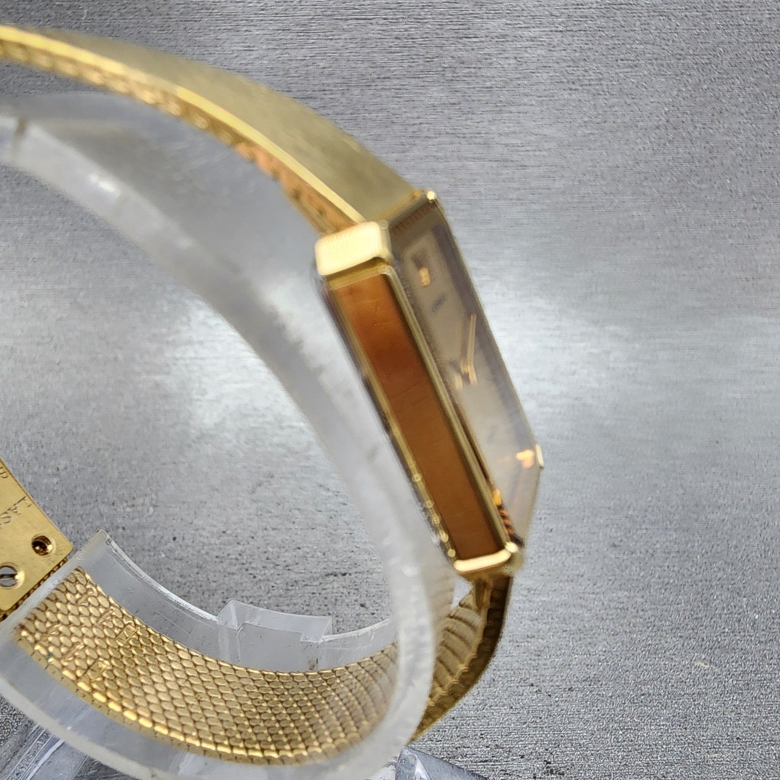 Seiko Lassale Tank Watch Women 13mm Champagne Dial Gold Tone 2e505029 New Bat3