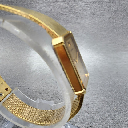 Seiko Lassale Tank Watch Women 13mm Champagne Dial Gold Tone 2e505029 New Bat3