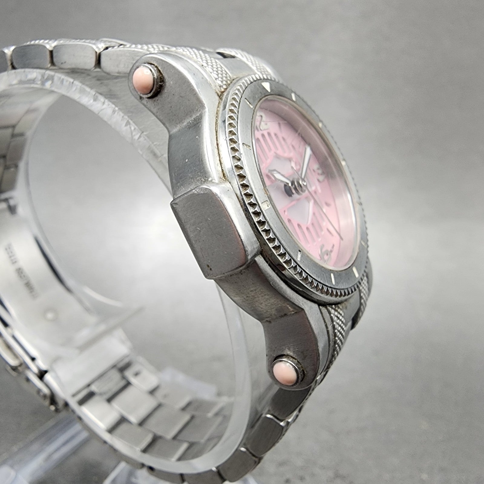 Bulova Harley Davidson Watch Women 28mm Pink Dial Silver Tone 76L144 New Battery3
