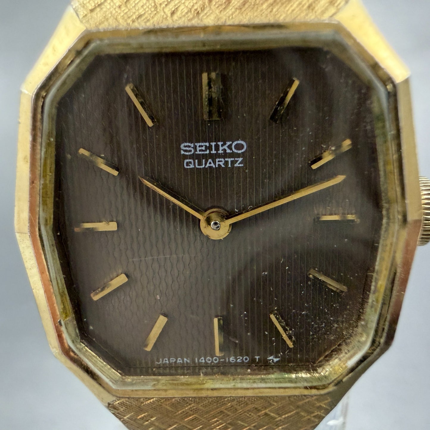 Seiko Watch Women 19mm Brown Dial Gold Tone 1400-5429  Octagon New Battery VTG1