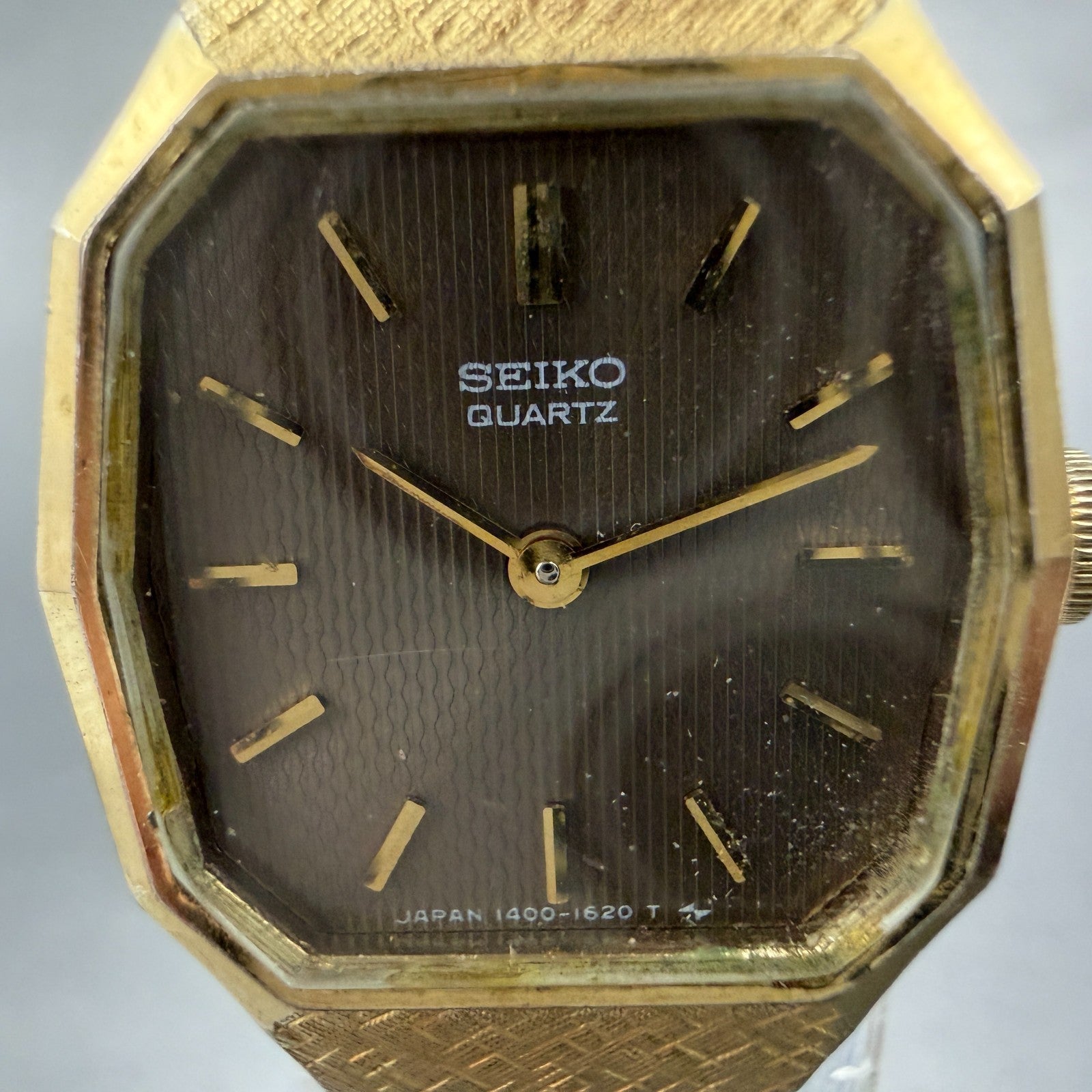 Seiko Watch Women 19mm Brown Dial Gold Tone 1400-5429  Octagon New Battery VTG1