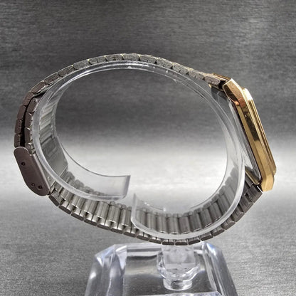 Seiko Tank Watch Men 27mm Gold Dial Gold Tone Rectangle 6531-5129 New Battery9