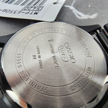 Casio MTPE350 Watch Men 39mm White Dial Black Steel Daydate Metal Bracelet9