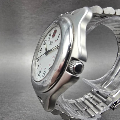 Victorinox Swiss Army Officer Watch Men 40mm White Dial Steel Date Round PARTS L3