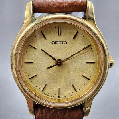 Seiko Watch Women 23mm Champagne Dial Gold Tone Round 2p210a9a New Battery1