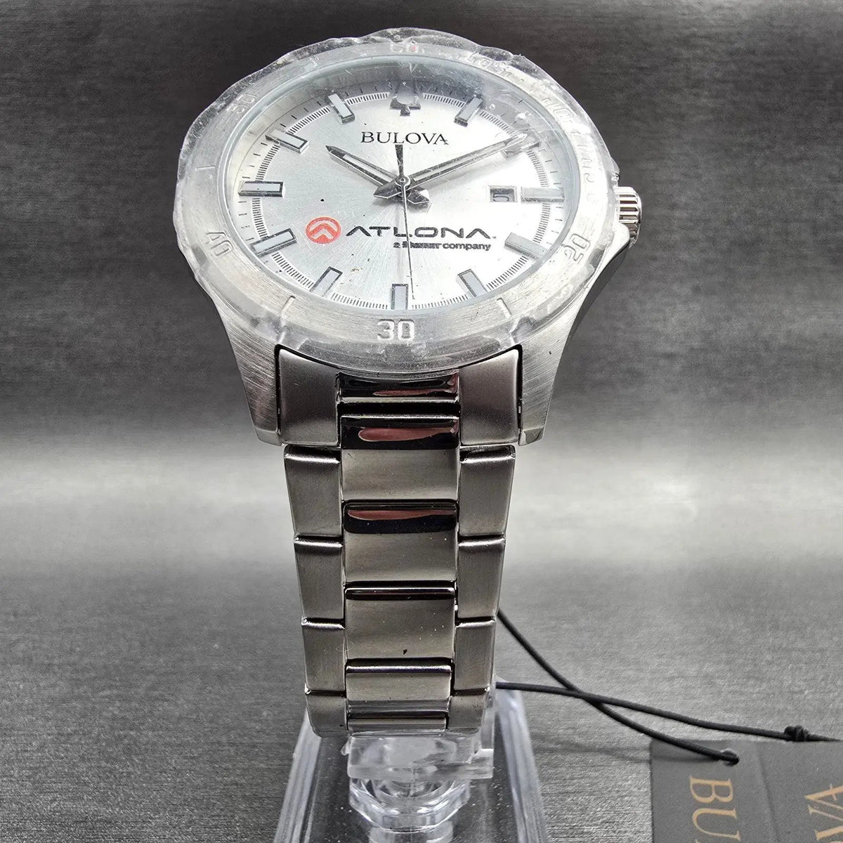 Bulova Watch Men 40mm Silver Dial Silver Tone Date Round 96B376 New Battery5