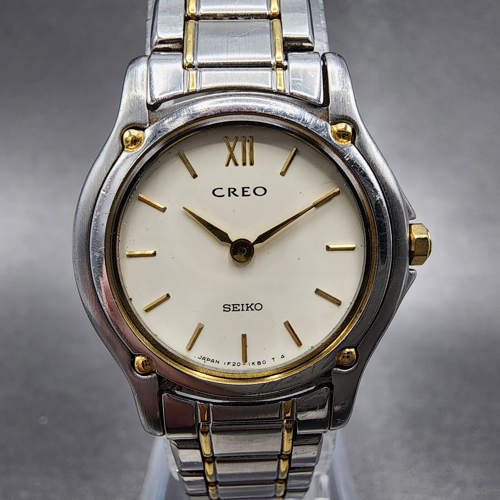 Seiko Creo Watch Women 24mm Cream Dial Two Tone Round 1F200G50 New Battery1